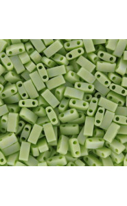 Miyuki half tila 5x2.4mm beads - Opaque chartreuse matted ab HTL-416FR